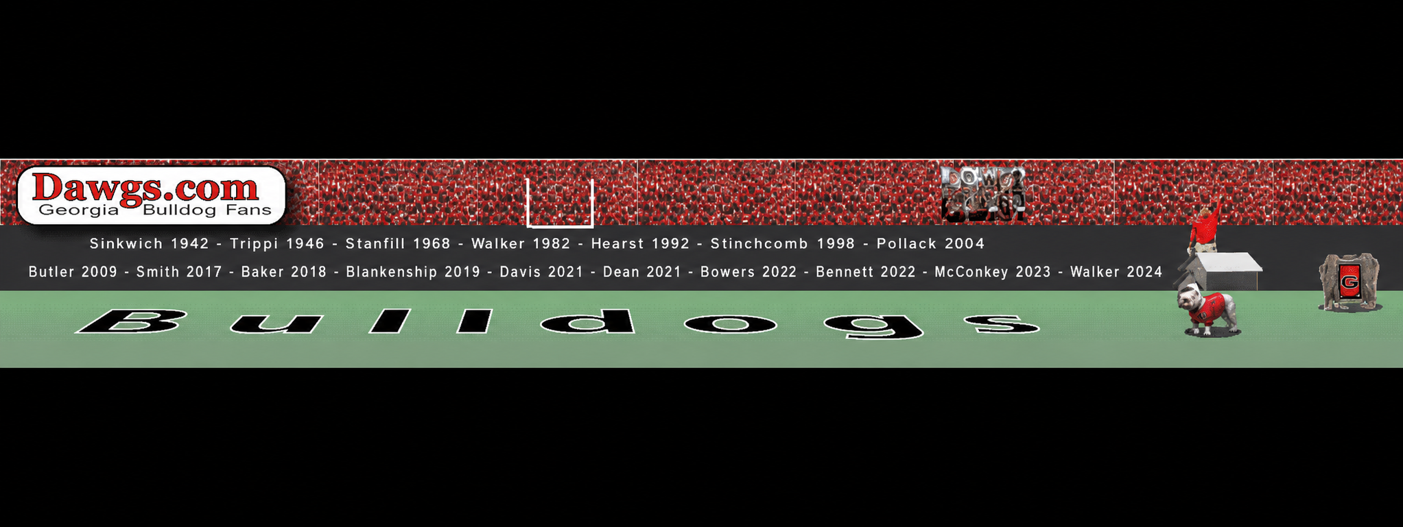 Dawgs.com legacy header honoring Georgia national award winners through 2024